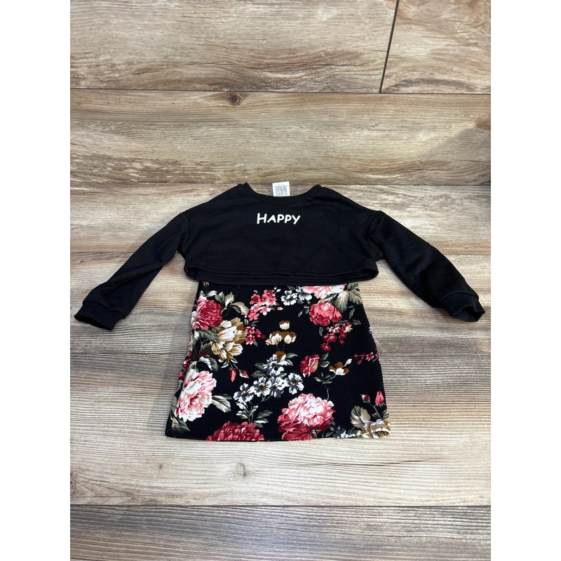 Shein 2pc Happy Crop Top & Dress Set Black sz 2-3T Black 2T