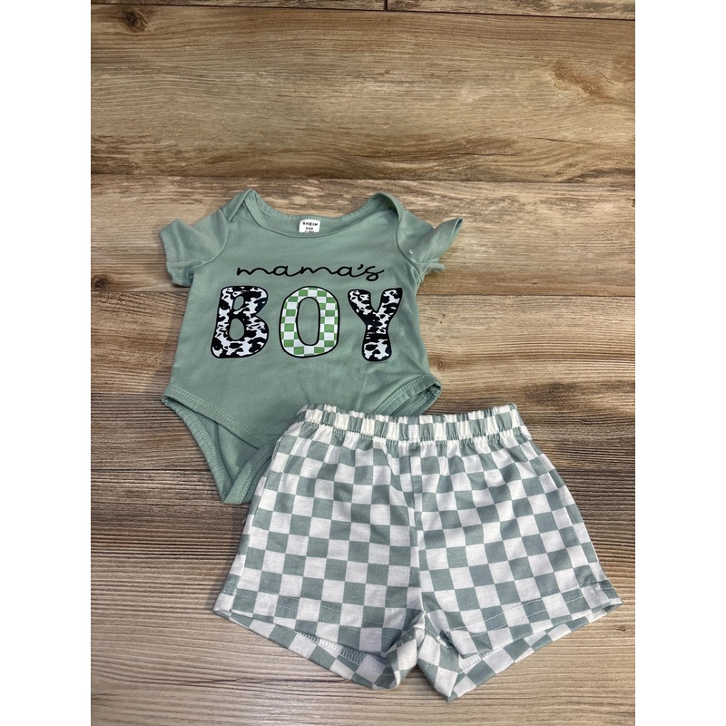 Shein 2pc Mama’s Boy Bodysuit & Shorts Green sz 1-3m Green Newborn