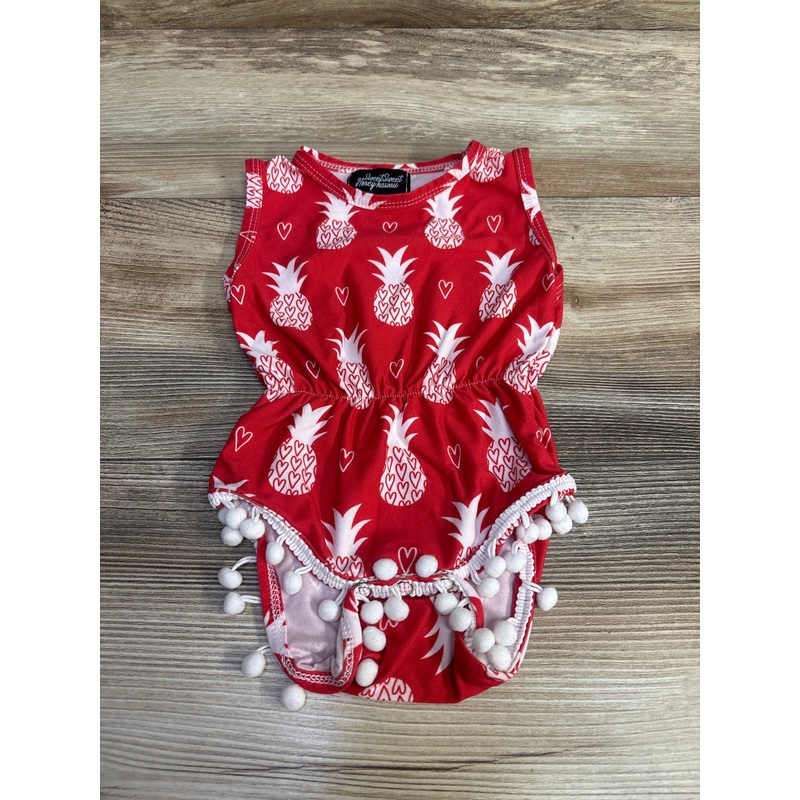 Sweet Sweet Honey Hawaii Pineapple Romper Red sz 0-3m Red Newborn