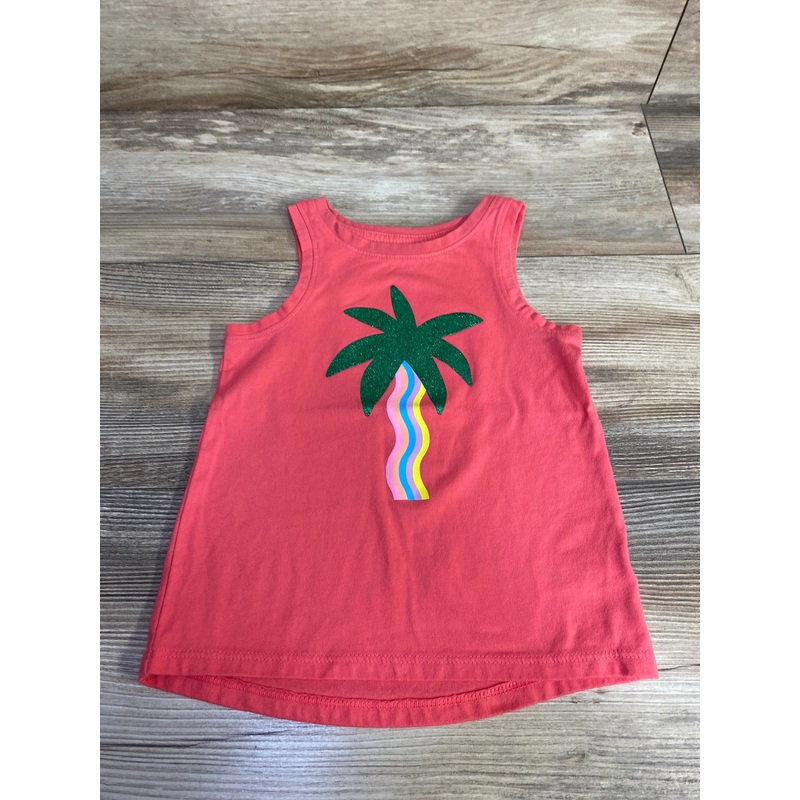 Cat & Jack Palm Tree Tank Top sz 2T Pink 2T
