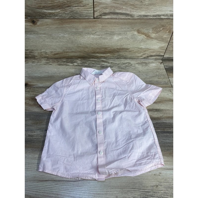 H&M Striped Button-Up Shirt Pink sz 4-5T Pink 4T