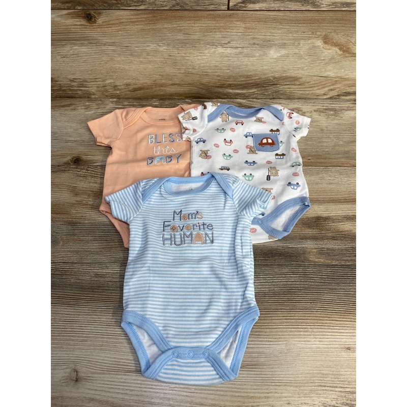 Little & Loved 3pk Bodysuits White/Blue sz 0-3m White Newborn