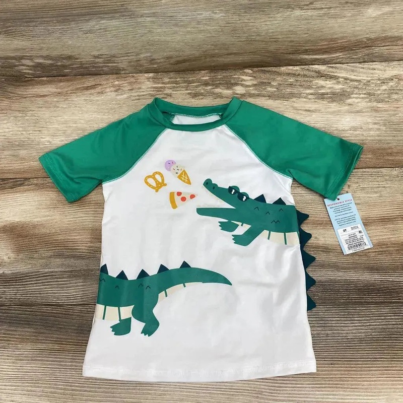 NEW Cat & Jack Alligator Rashguard Top sz 3T Green 3T New