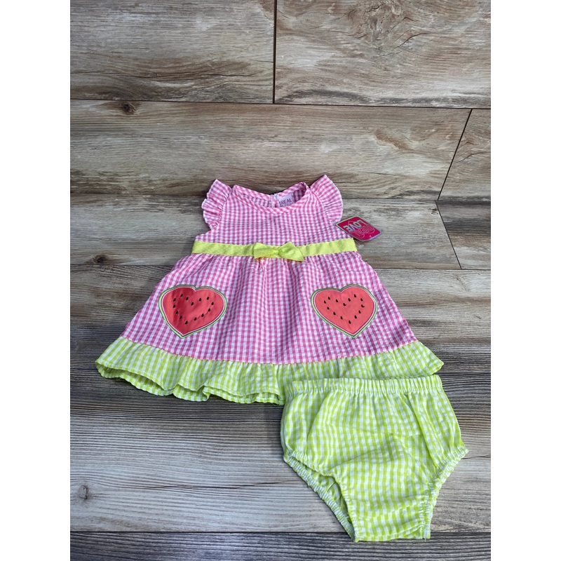 NEW Real Love 2pc Gingham Dress & Bloomers Pink sz 12m Pink 12m