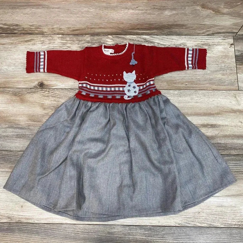 NEW Sharan Crafts Center Handmade Sweater Dress sz 12m Red 12m New