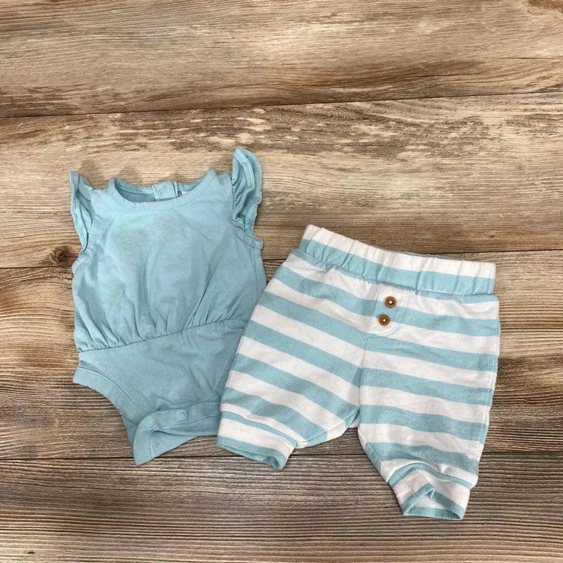 Nordstrom Baby 2pc Bodysuit & Striped Pants sz NB Blue NB Used