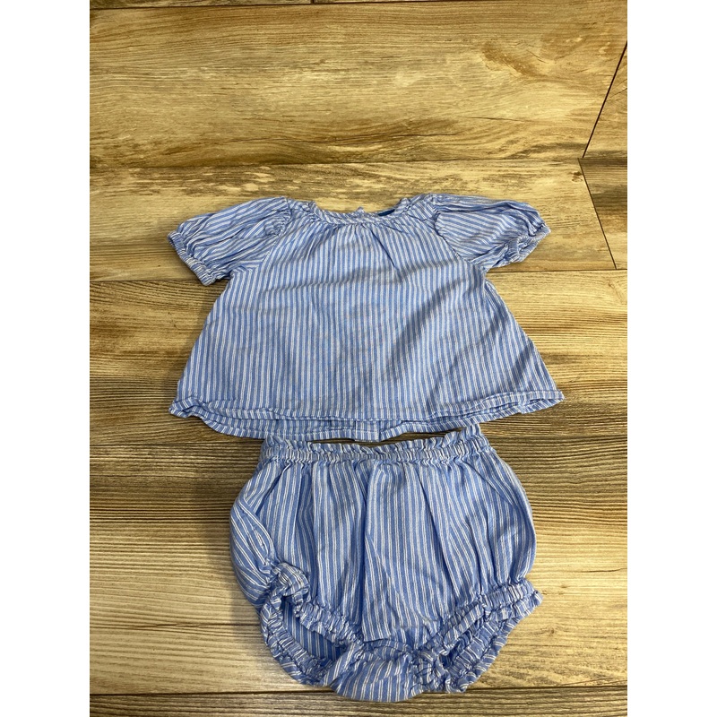Old Navy 2pc Striped Puff Sleeve Top & Bloomers Blue sz 12-18m Blue 12m
