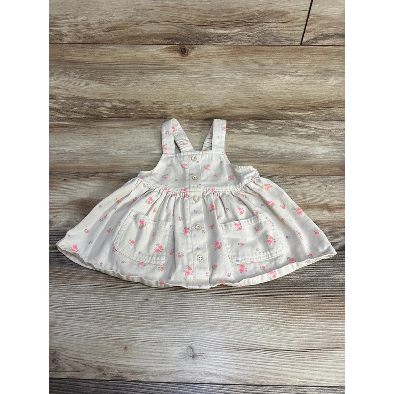 Cat & Jack Floral Print Jumper Dress Cream sz 18m Cream 18m