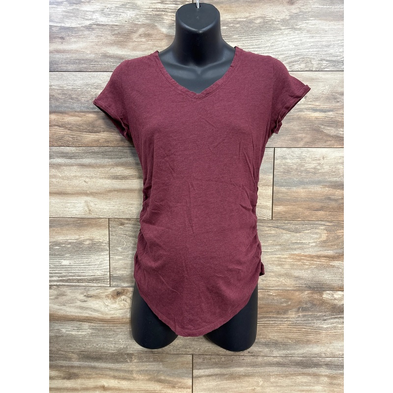 Isabel Maternity Ruched Shirt Maroon sz Small Maroon Maternity Small