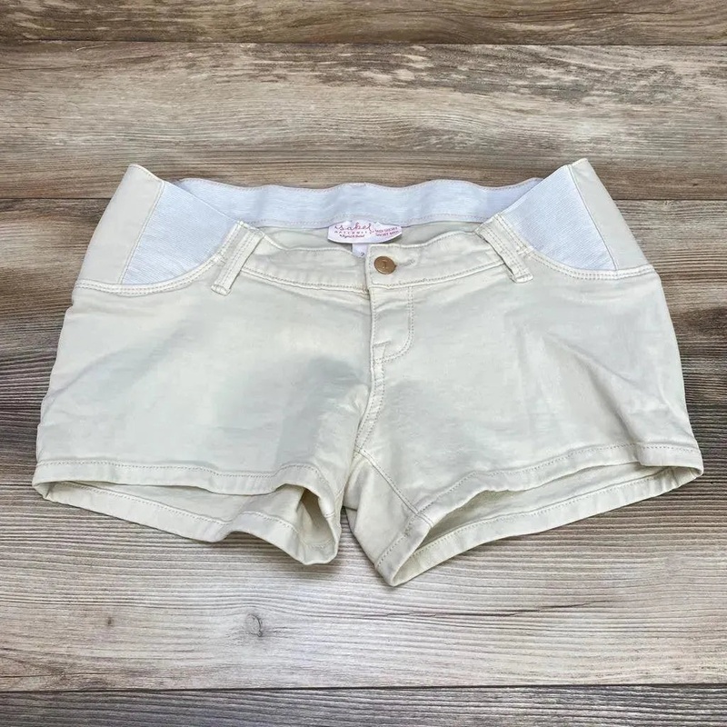 Isabel Maternity Side Panel Midi Denim Shorts sz XS Ivory 2/XS Used