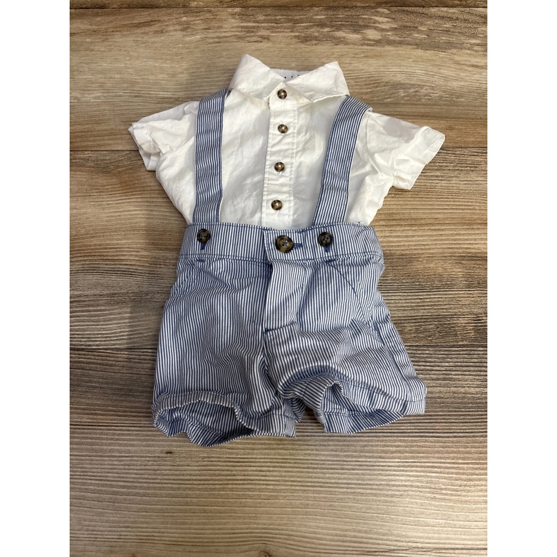 Just One You 2pc Bodysuit & Suspender Shorts Set White sz Newborn White Newborn