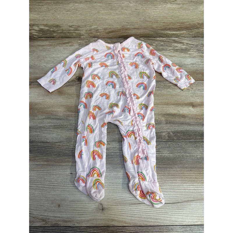 Mudpie Ruffle Rainbow Print Sleeper Pink sz 0-3m Pink Newborn