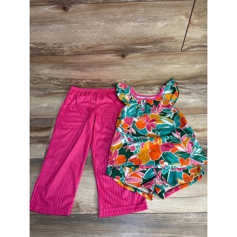 NEW Carter’s 3pc Floral Pajama Set Green sz 4T Green 4T