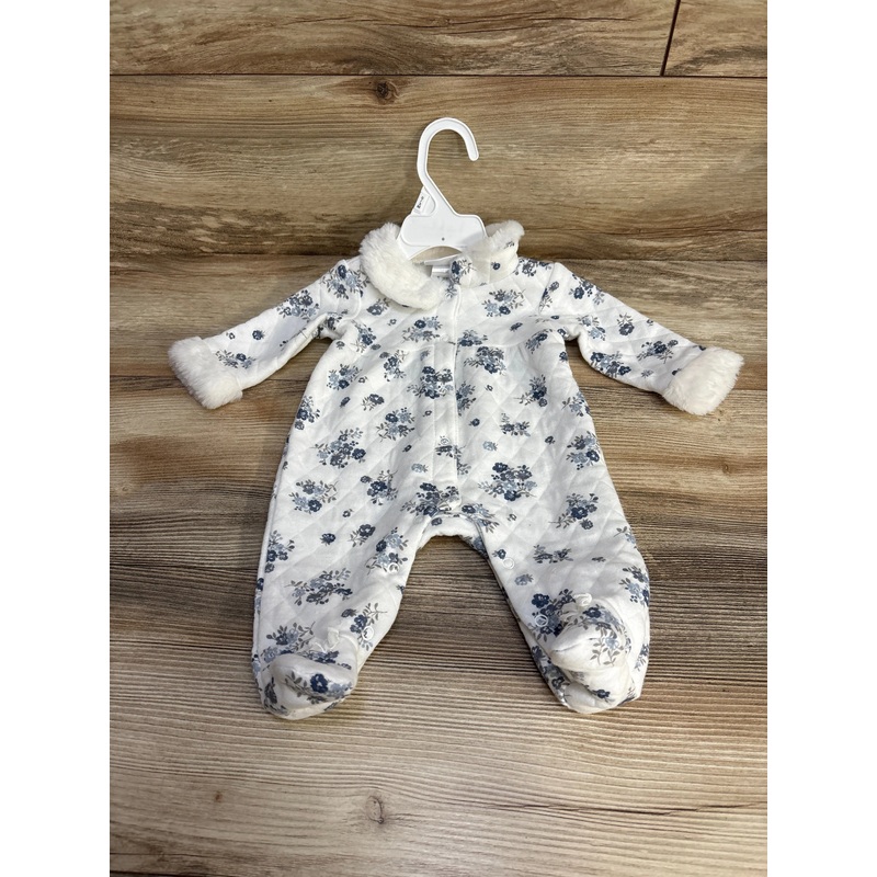 NEW Nicole Miller Floral Quilted Coverall White sz 0-3m White Newborn