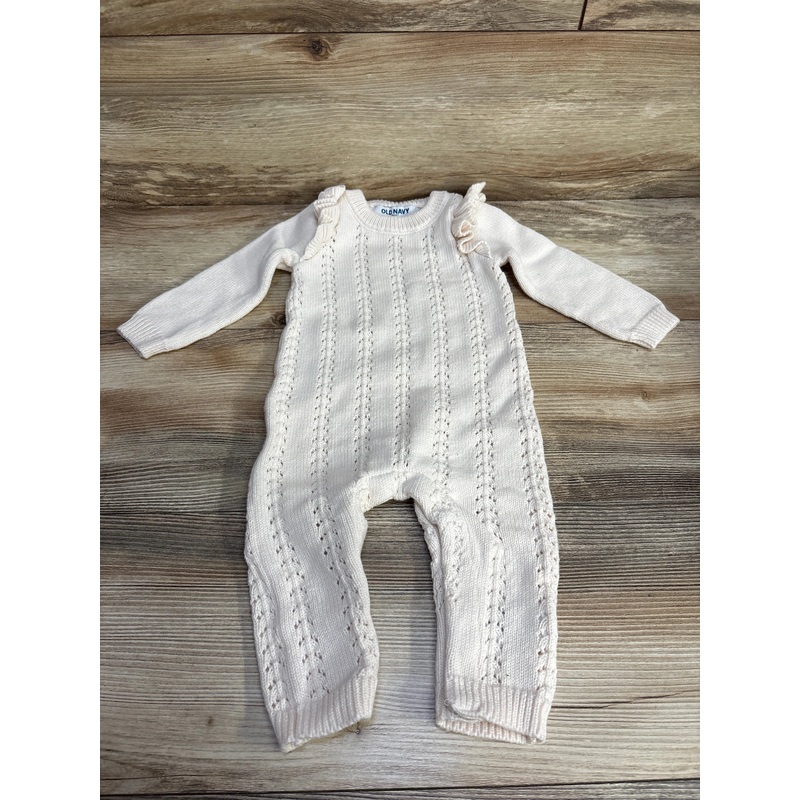 Old Navy Knit Ruffled Jumpsuit Cream sz 6-12m Cream 6m