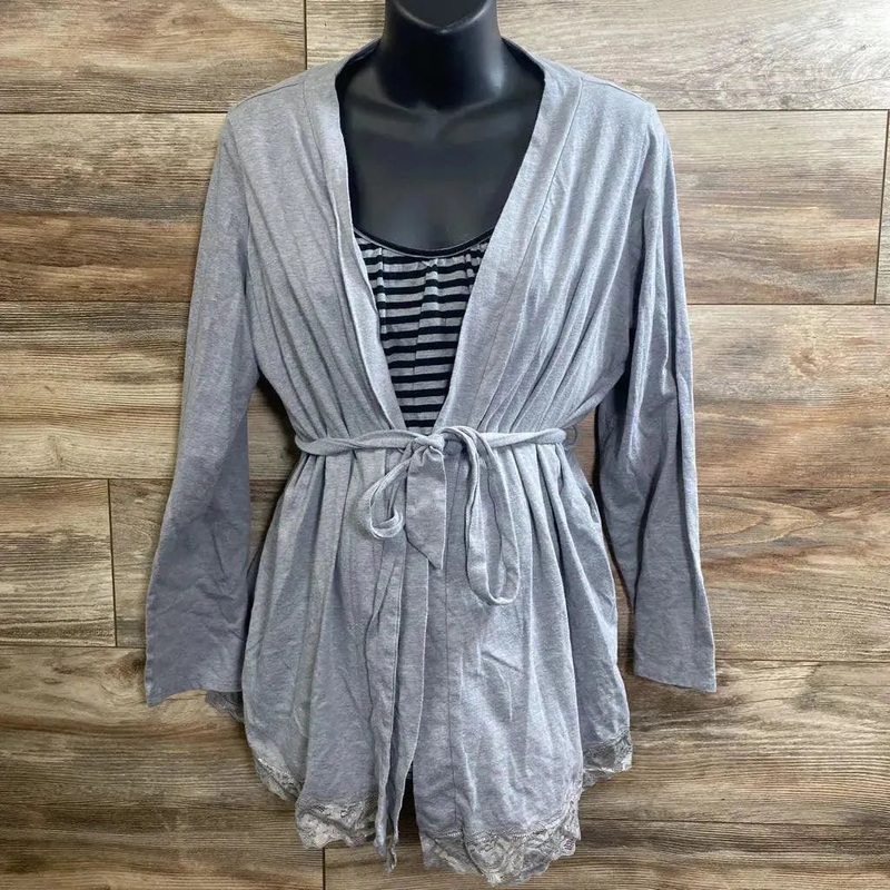 Bump In The Night 2pc Robe & Striped Tank Top sz XL Grey XL Used