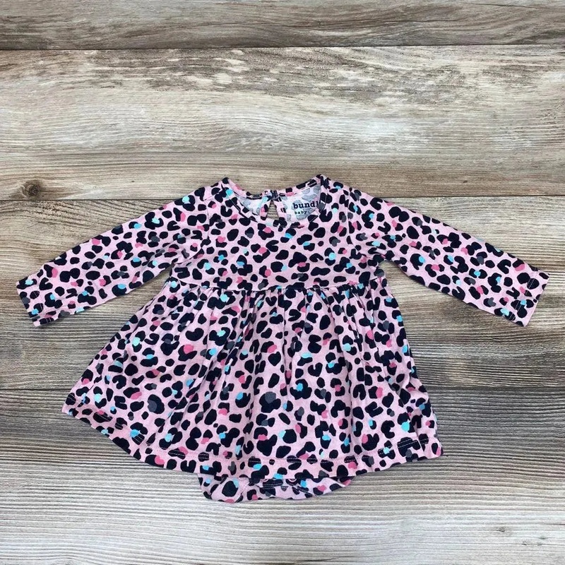 Children’s Place Leopard Print Bodysuit Dress sz 0-3M Pink 0-3M Used