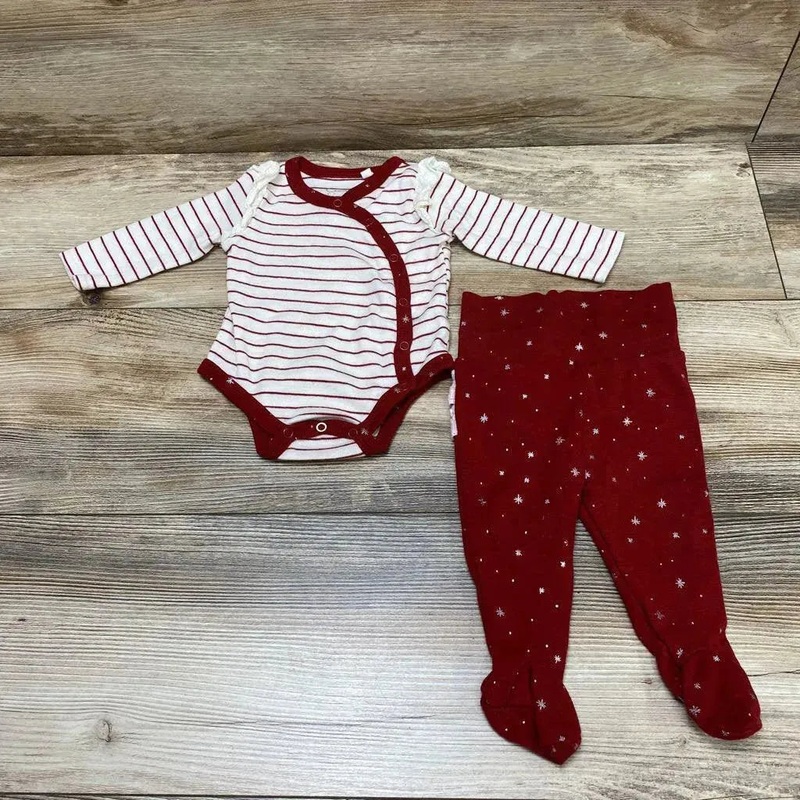 Jessica Simpson 2Pc Bodysuit & Footed Pants Set sz 0-3m White 0-3m Used