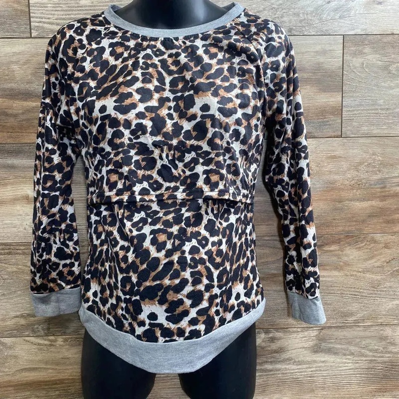 Leopard Print Nursing Shirt sz Medium Black Medium Used