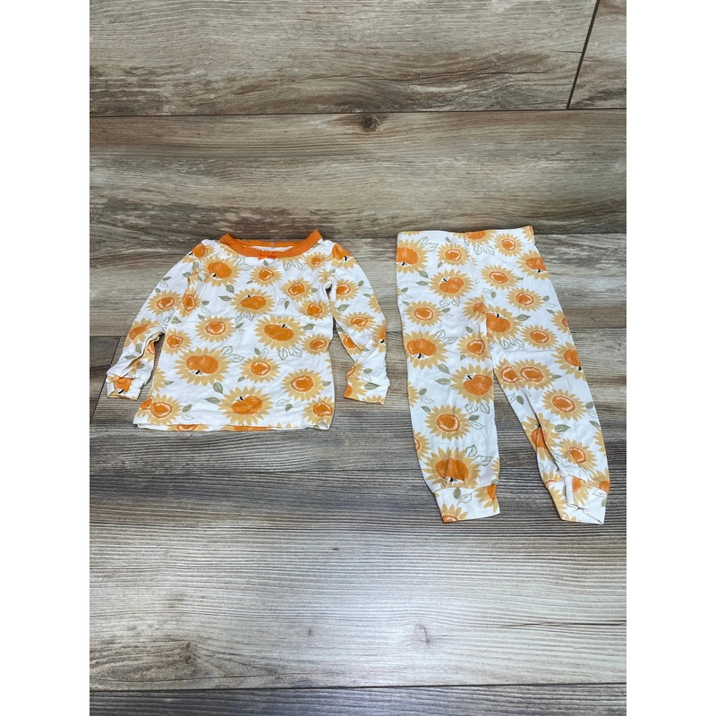 Milkberry 2pc Floral Pumpkin Print Pajama Set White sz 12m White 12m