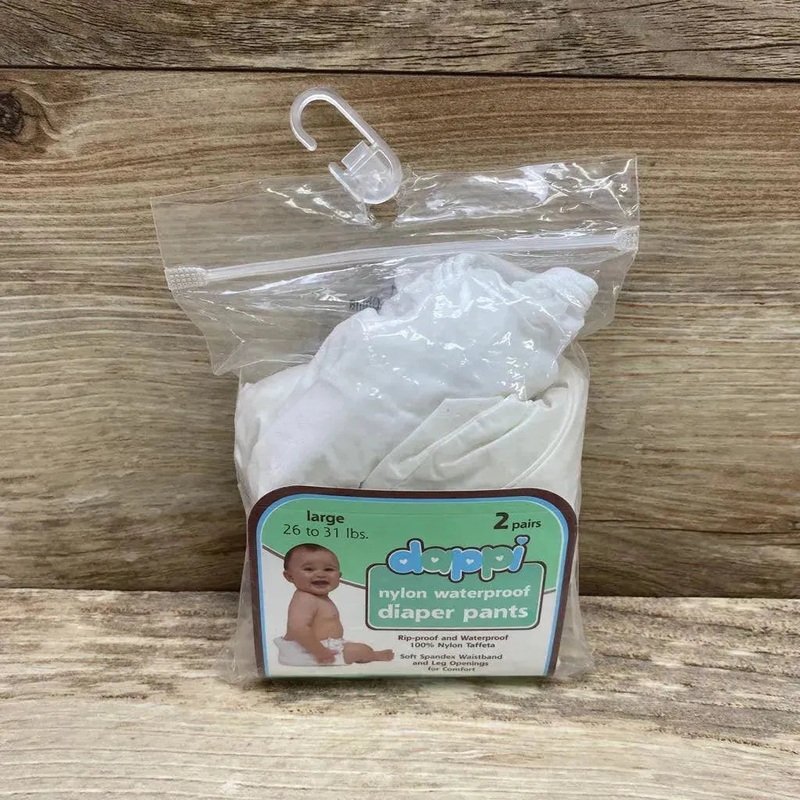 NEW 2pk Dappi Nylon Waterproof Diaper Pants – Large White 26lbs to 31lbs New