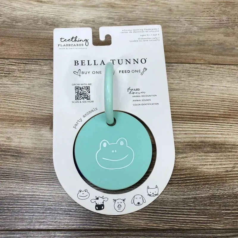 NEW Bella Tunno Party Animals Teething Flashcards-Silicone Blue 0+ New