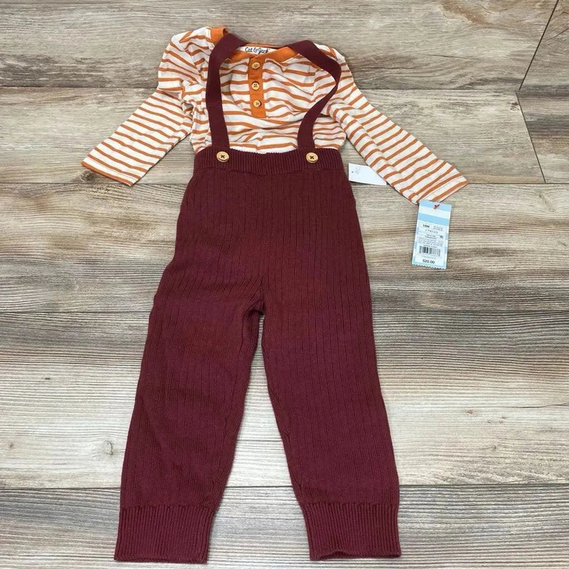 NEW Cat & Jack 2pc Striped Bodysuit & Suspender Pants sz 18m Orange 18m New