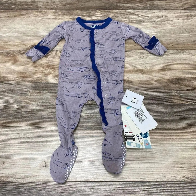 NEW Kickee Pants Classic Ruffle Snap Footie sz 0-3m Grey 0-3M New