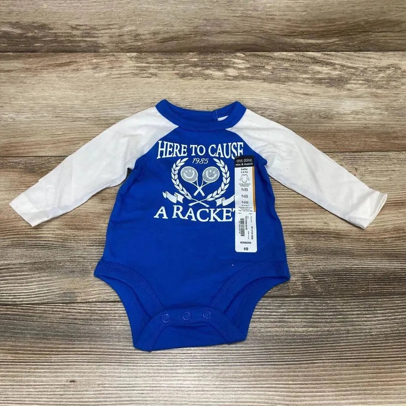 NEW Okie Dokie Here To Cause A Racket Bodysuit sz NB White NB New