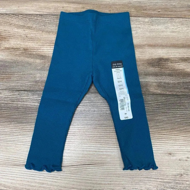 NEW Okie Dokie Ribbed Solid Leggings sz 6m Teal 6m New