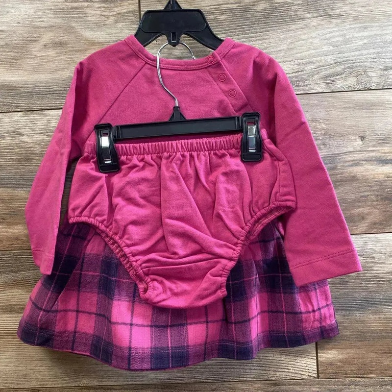 NEW Splendid 2pc Pretty In Plaid Long Sleeve Dress Red Violet sz 12-18m Pink 12-18m New
