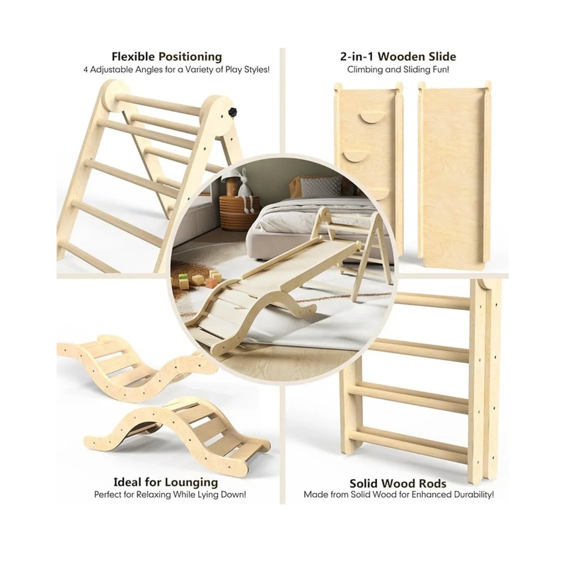 Pikler Triangle Set 7-in-1 Wooden Set