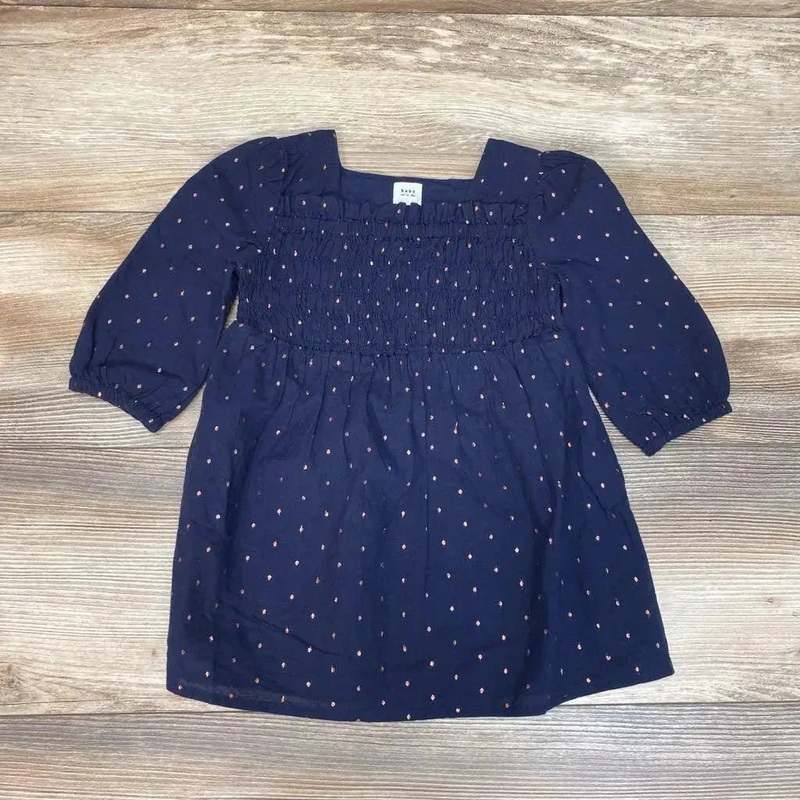 Baby Gap Smocked Dot Dress sz 18-24m Navy 18-24m Used