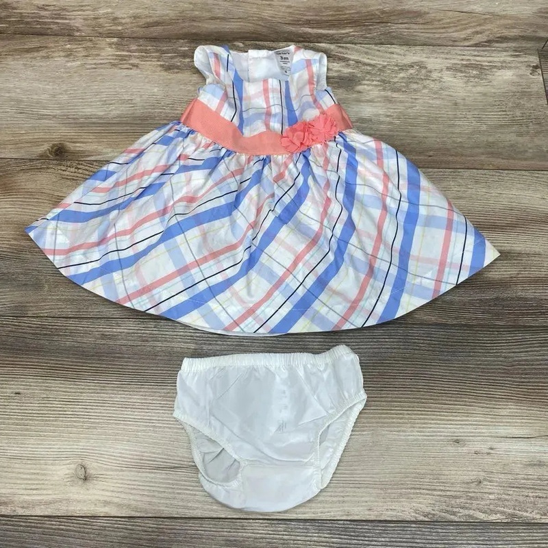 Carter’s 2pc Plaid Dress & Bloomers sz 3m White 3m Used