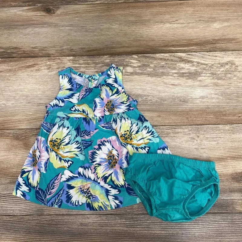 Carter’s 2pc Sleeveless Floral Dress & Bloomers sz 3m Green 3m Used