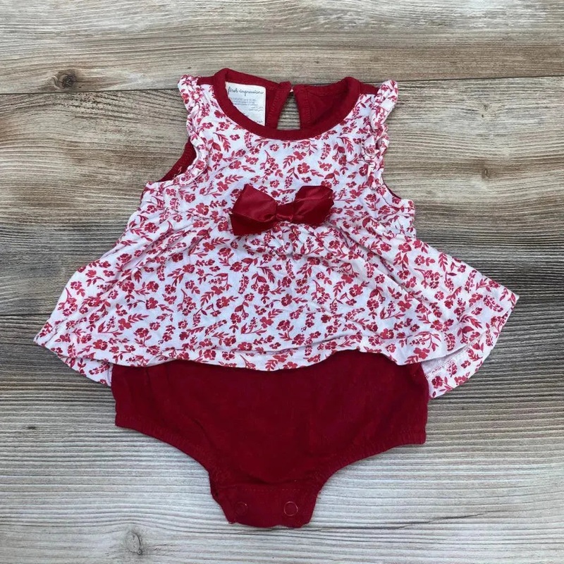 First Impressions Floral Bodysuit Dress sz 0-3m Red 0-3M Used