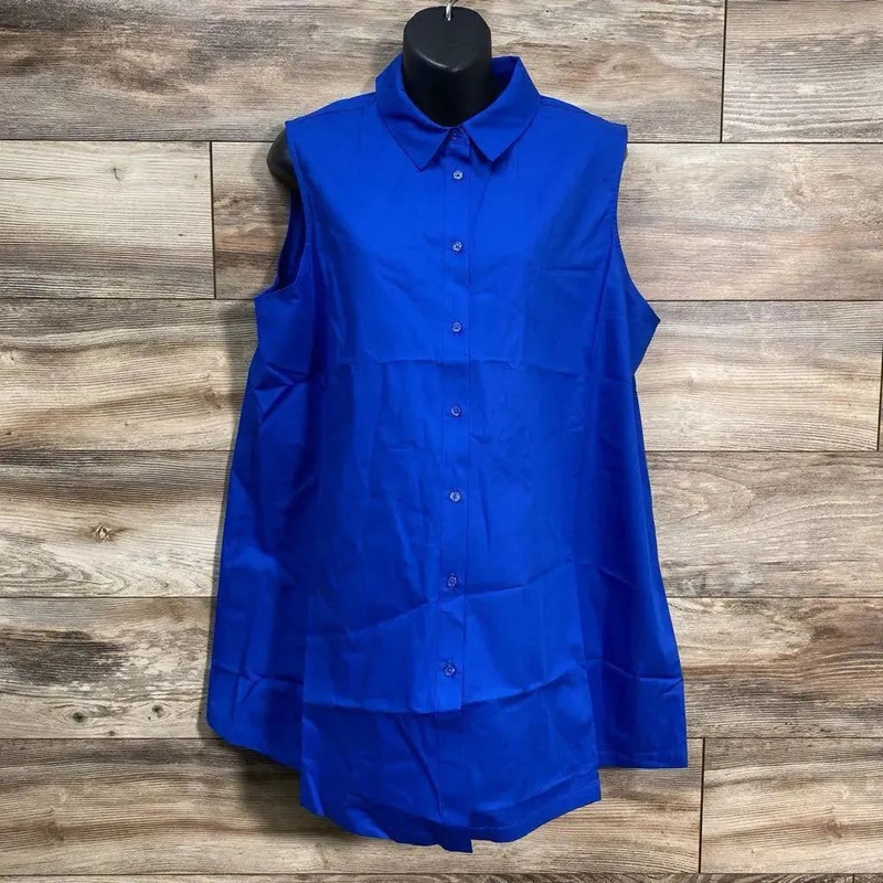 Gap Maternity Poplin Button-Down Tank Top sz XL Royal Blue XL New