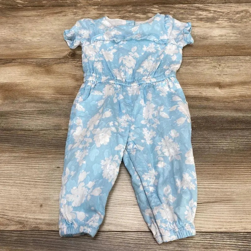Janie & Jack Floral Ruffle Jumpsuit sz 6-12m Blue 6-12m Used