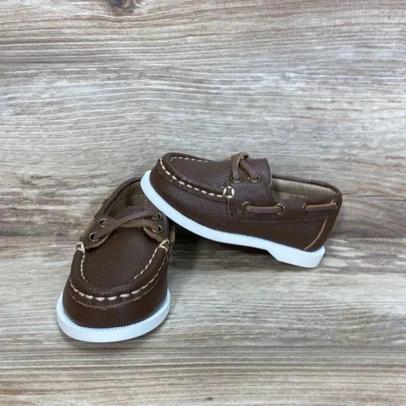 Janie & Jack Leather Boat Shoes sz 4c Brown 4c New