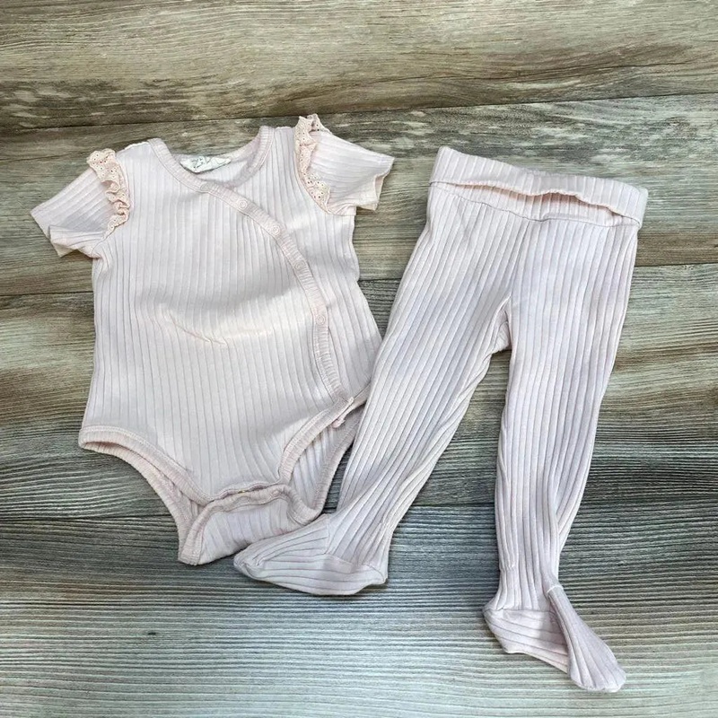 Jessica Simpson 2Pc Bodysuit & Footed Pants Set sz 6-9m Pink 6-9m Used