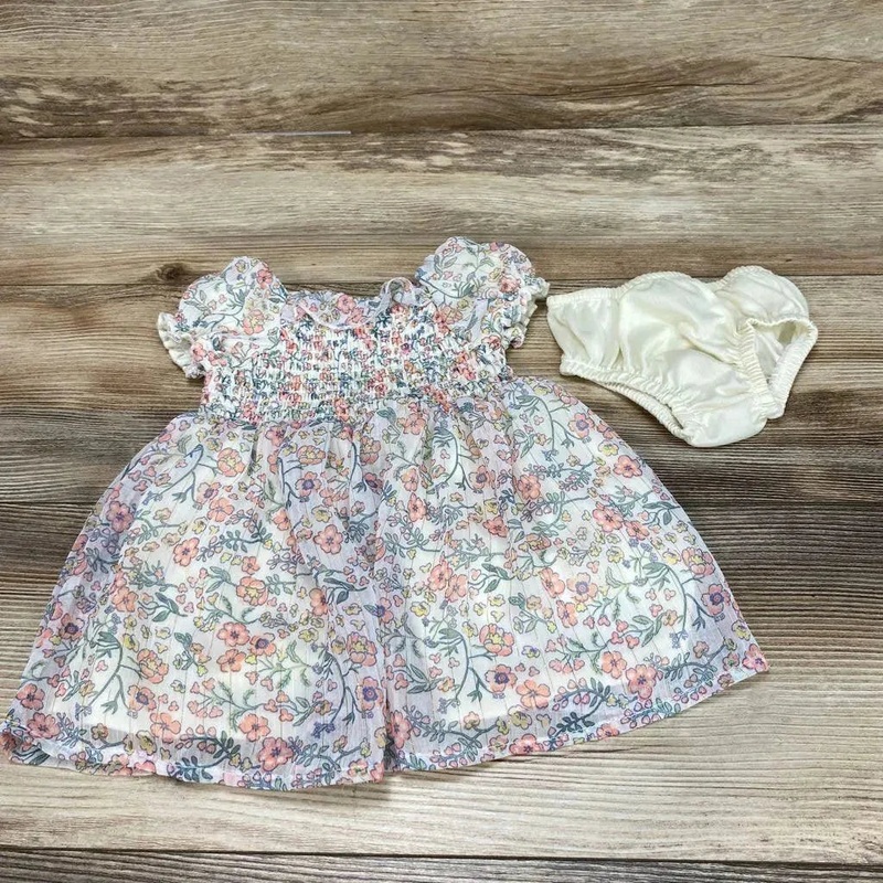 Nannette Baby 2pc Floral Dress & Bloomers sz 0-3m White 0-3m Used