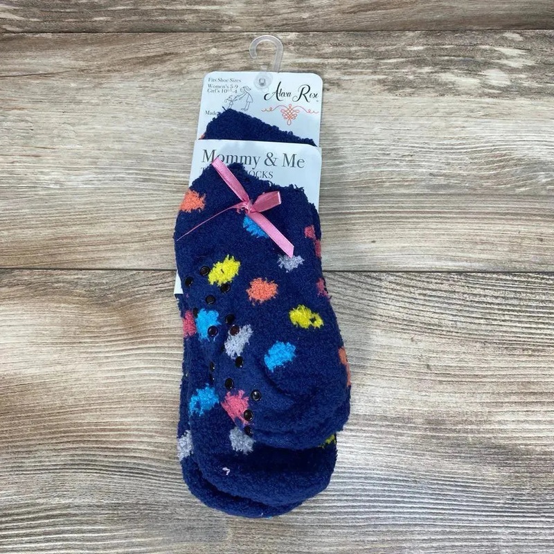 NEW Alexa Rose Mommy & Me Fuzzy Butter Socks Navy W5-9/G6-10.5 New