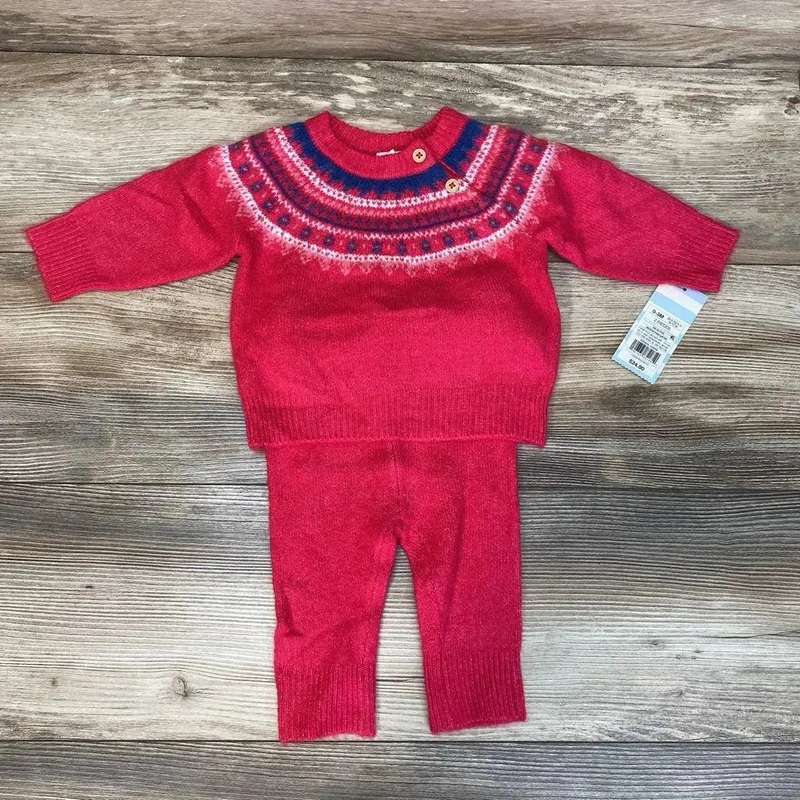 NEW Cat & Jack 2pc Fair Isle Sweater Outfit sz 0-3m Pink 0-3m New