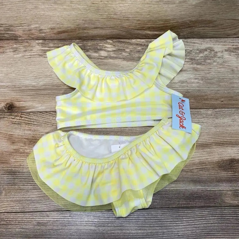 NEW Cat & Jack 2pc Gingham Bikini Set sz 4T Yellow 4T New