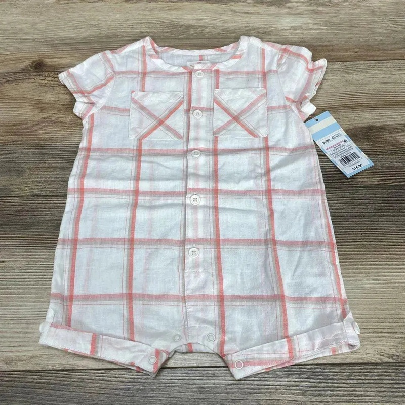 NEW Cat & Jack Plaid Shortie Romper sz 6-9m White 6-9m New