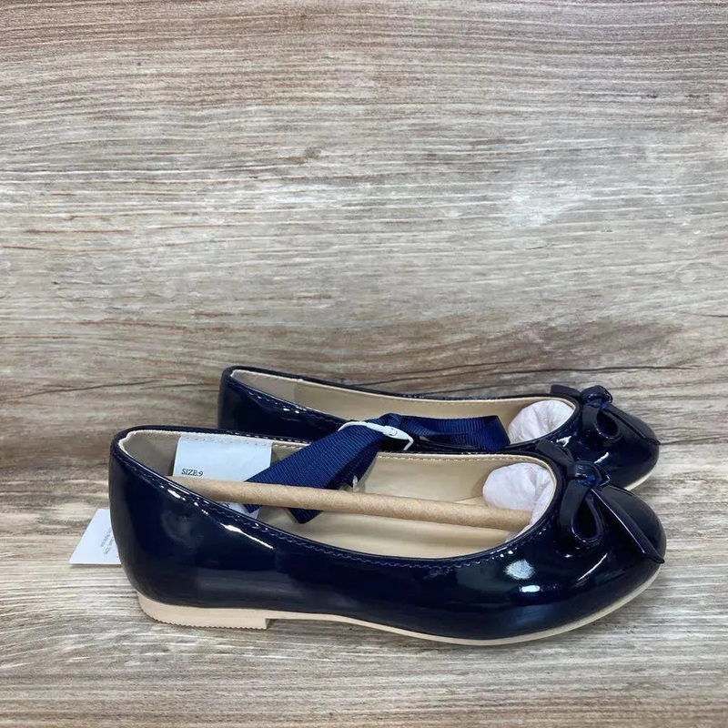 NEW Janie & Jack Patent Bow Ballet Flats sz 9c Navy 9c New