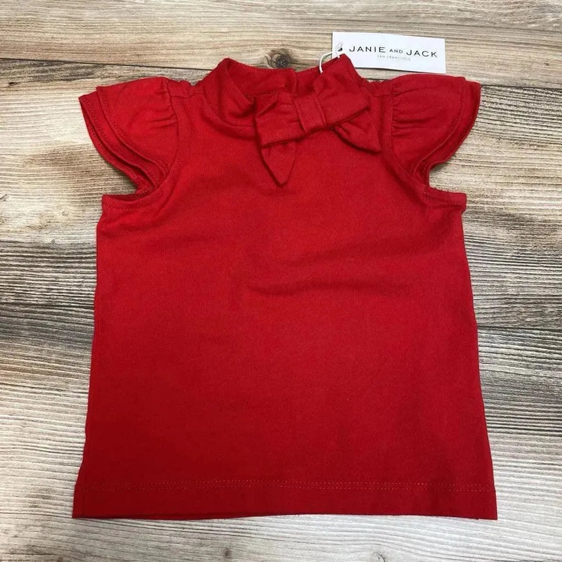 NEW Janie & Jack Ruffle Sleeve Bow Top sz 6-12m Red 6-12m New