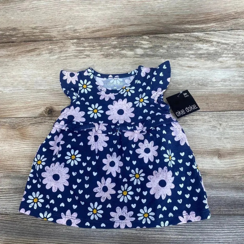 NEW Okie Dokie 2Pc Floral Dress & Bloomers Set sz 3m Blue 3m New