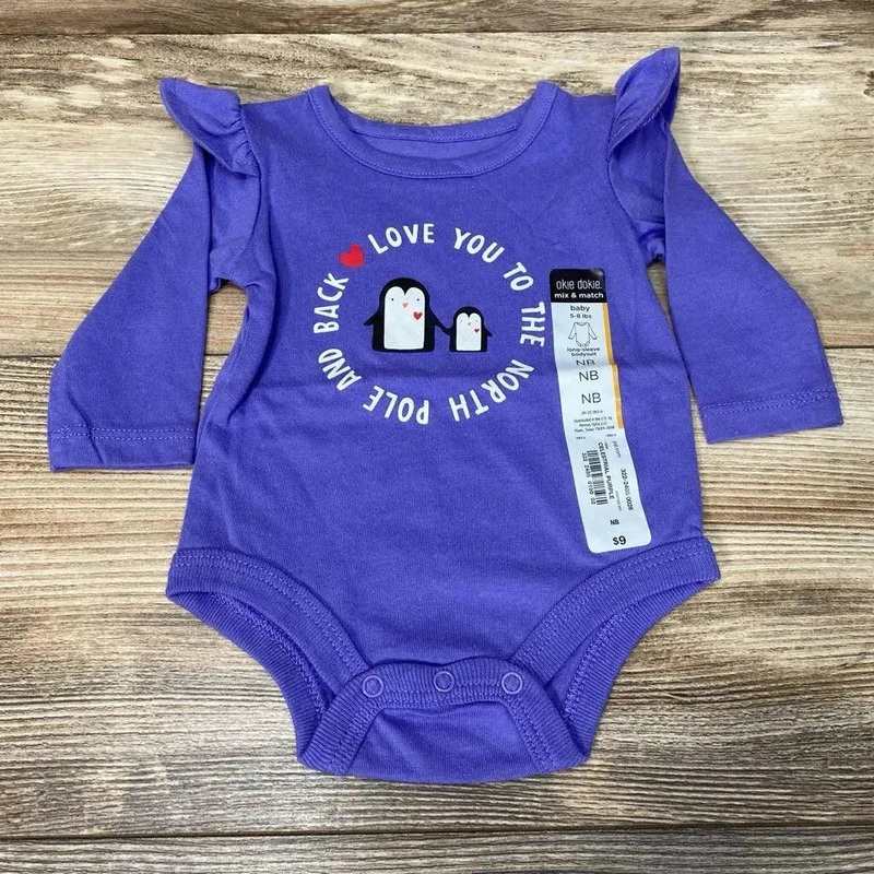 NEW Okie Dokie Long Sleeve Bodysuit sz NB Purple NB New