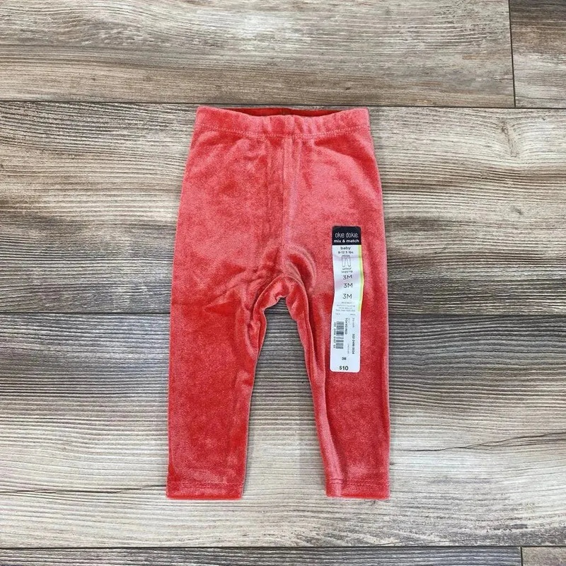 NEW Okie Dokie Velour Leggings sz 3M Red 3M New